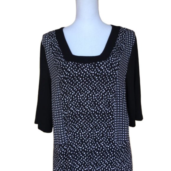 Blue Illusion Mix Prints Short Sleeve Jersey Dress - Picture 4 of 8